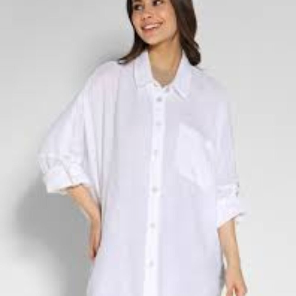 American Eagle Go Big Oversized Cotton Long Sleeve Shirt/Blouse Dress XS-S - Picture 4 of 16